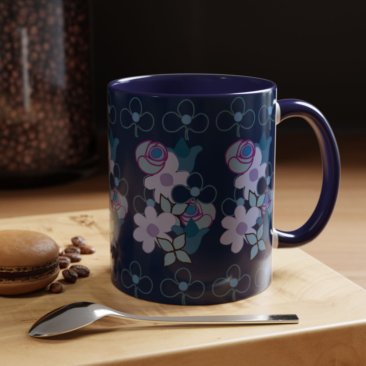 Floral Accent Coffee Mug, Elegant Tea Cup, Gift for Her, Rose Design Mug, Home Decor Coffee Cup, Birthday Present, Flower Lover Gift