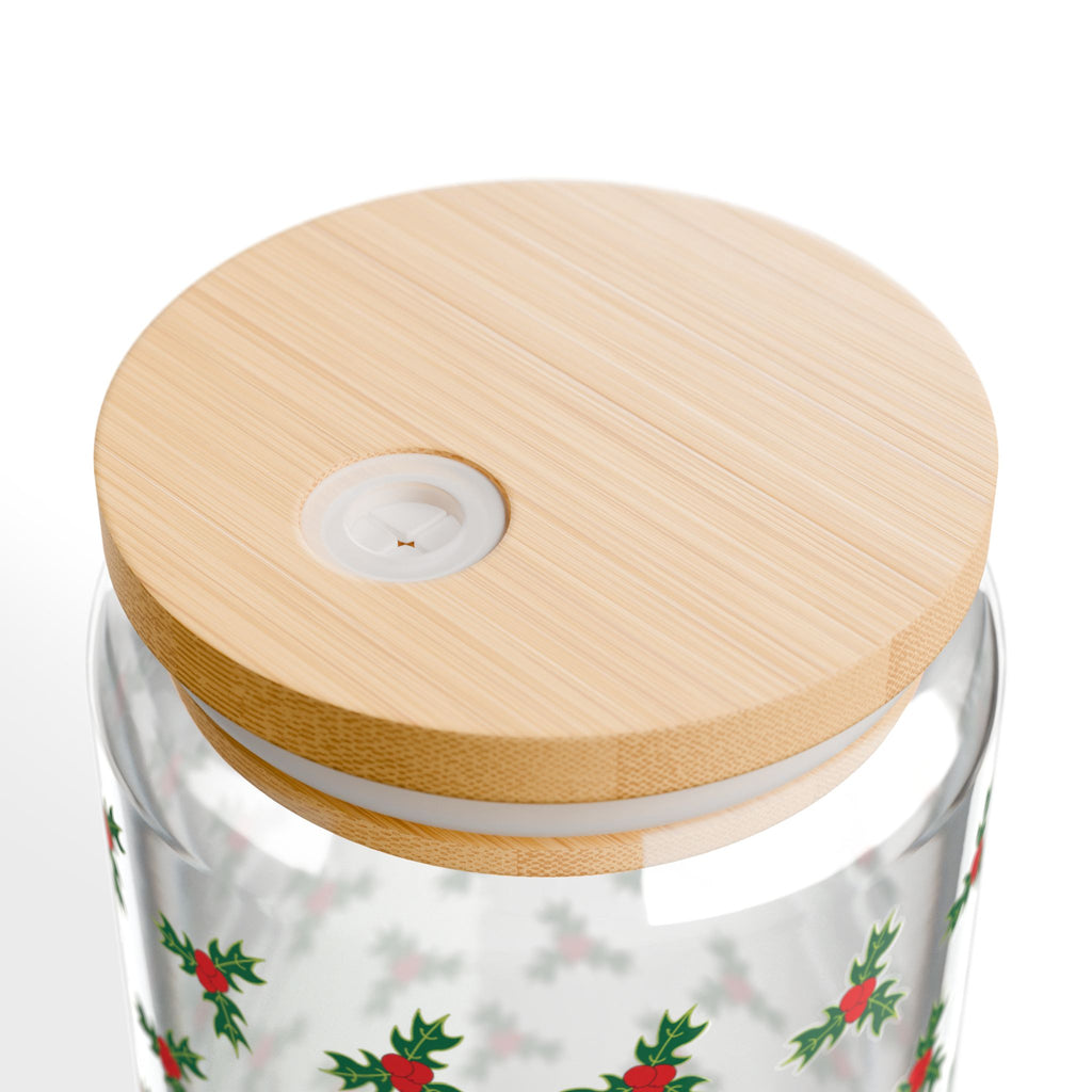 Holly Berry Pattern Sipper Glass