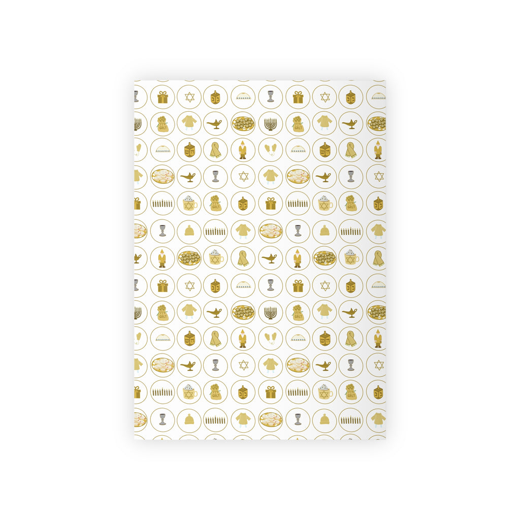 Chanukah Gift Wrapping Paper Roll – Elegant Gold Celebration motif patterns