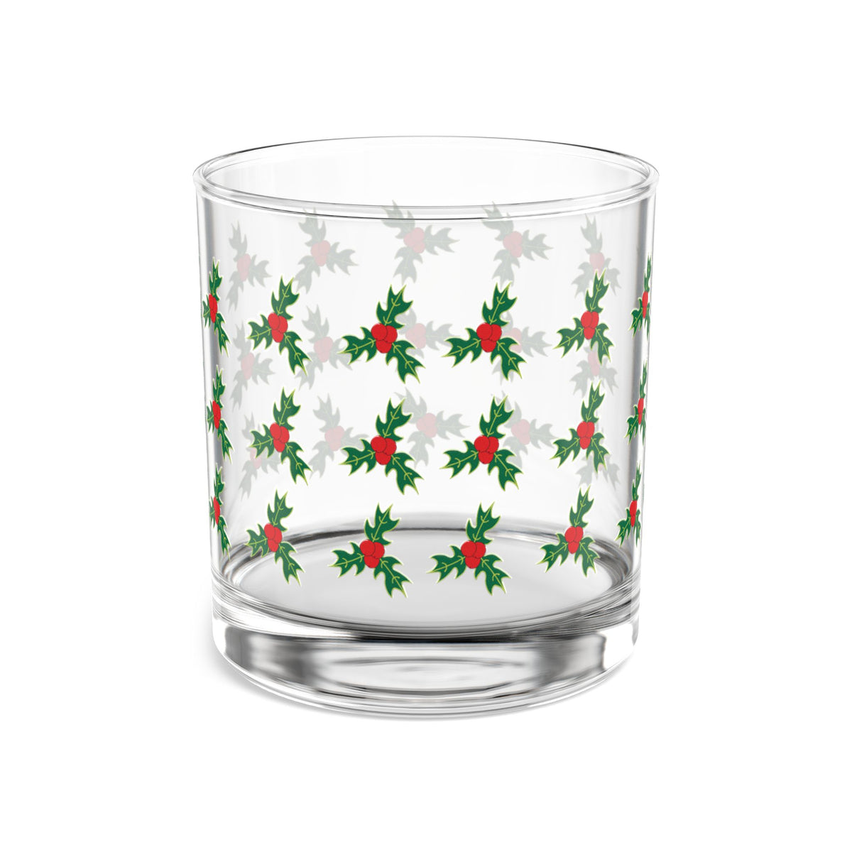 Holly Berry Pattern Rocks Glass, 10oz