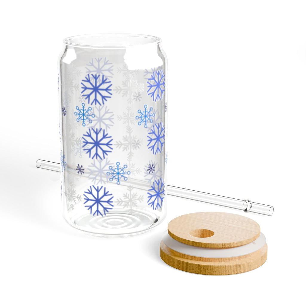 Snowflake glass sipping can  16oz