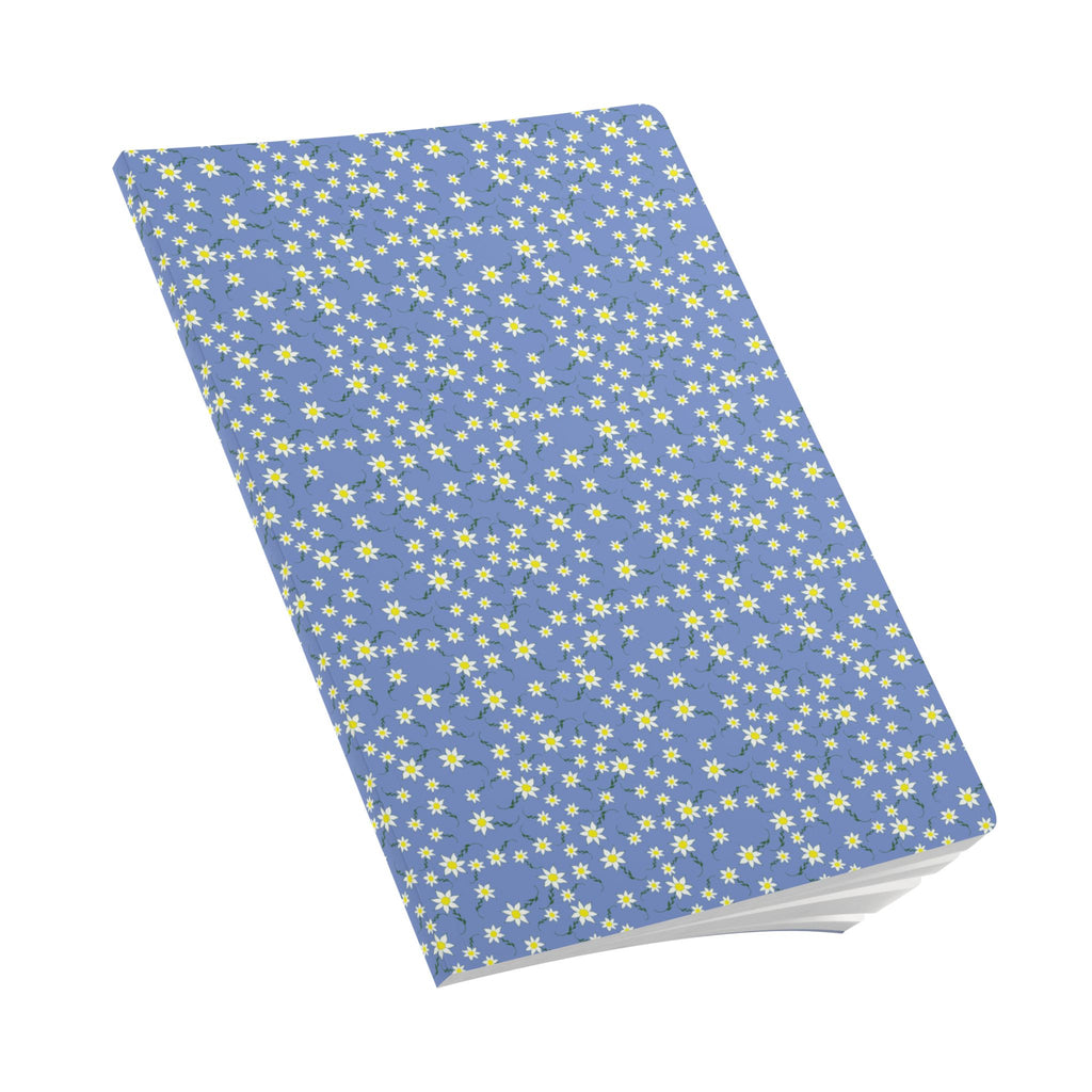 Blue Daisy Pattern Journal Softcover Notebook | Floral Pocket Notebook