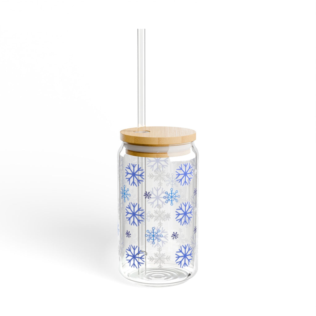 Snowflake glass sipping can  16oz