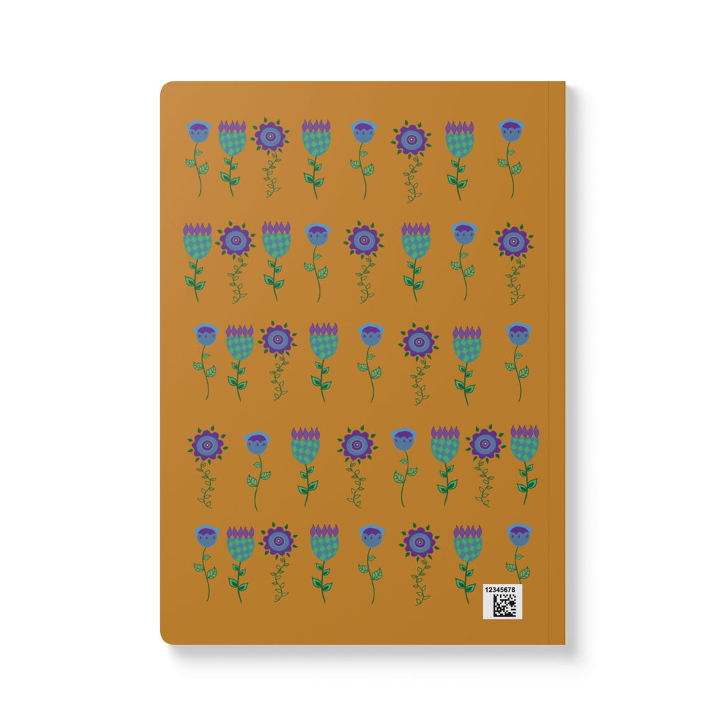Funky Floral Pattern Journal softcover notebook | Boho Flower Grid