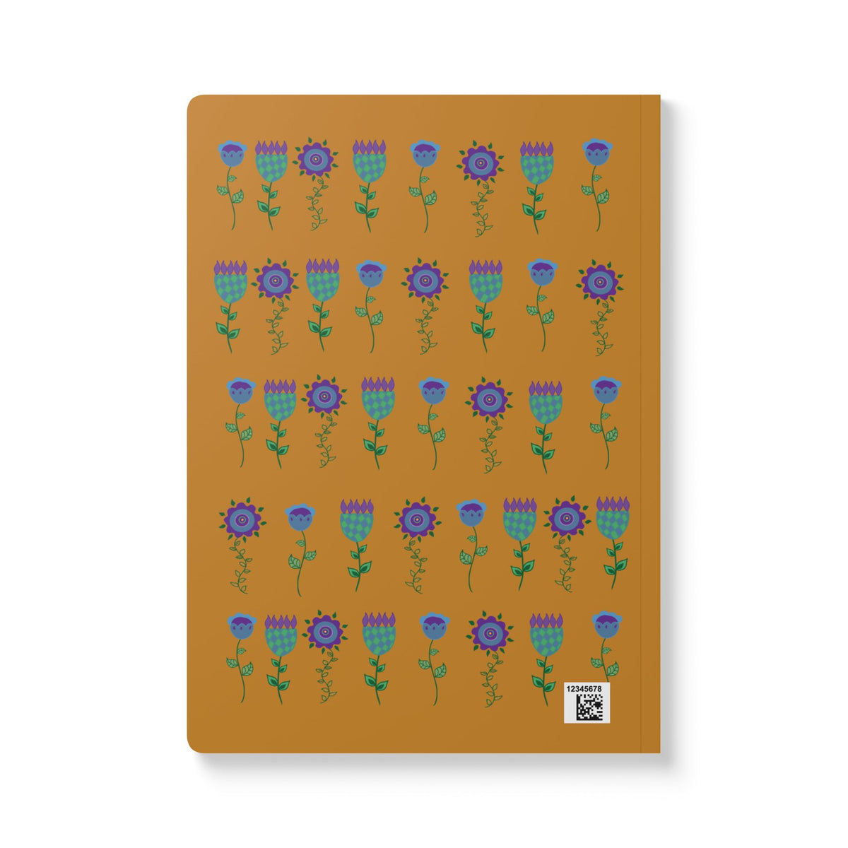 Funky Floral Pattern Journal softcover notebook | Boho Flower Grid