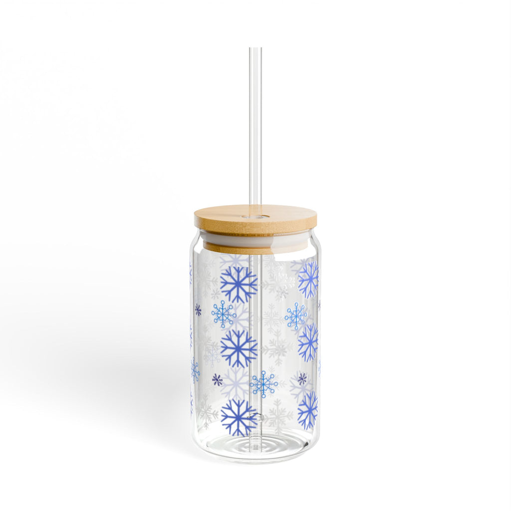 Snowflake glass sipping can  16oz