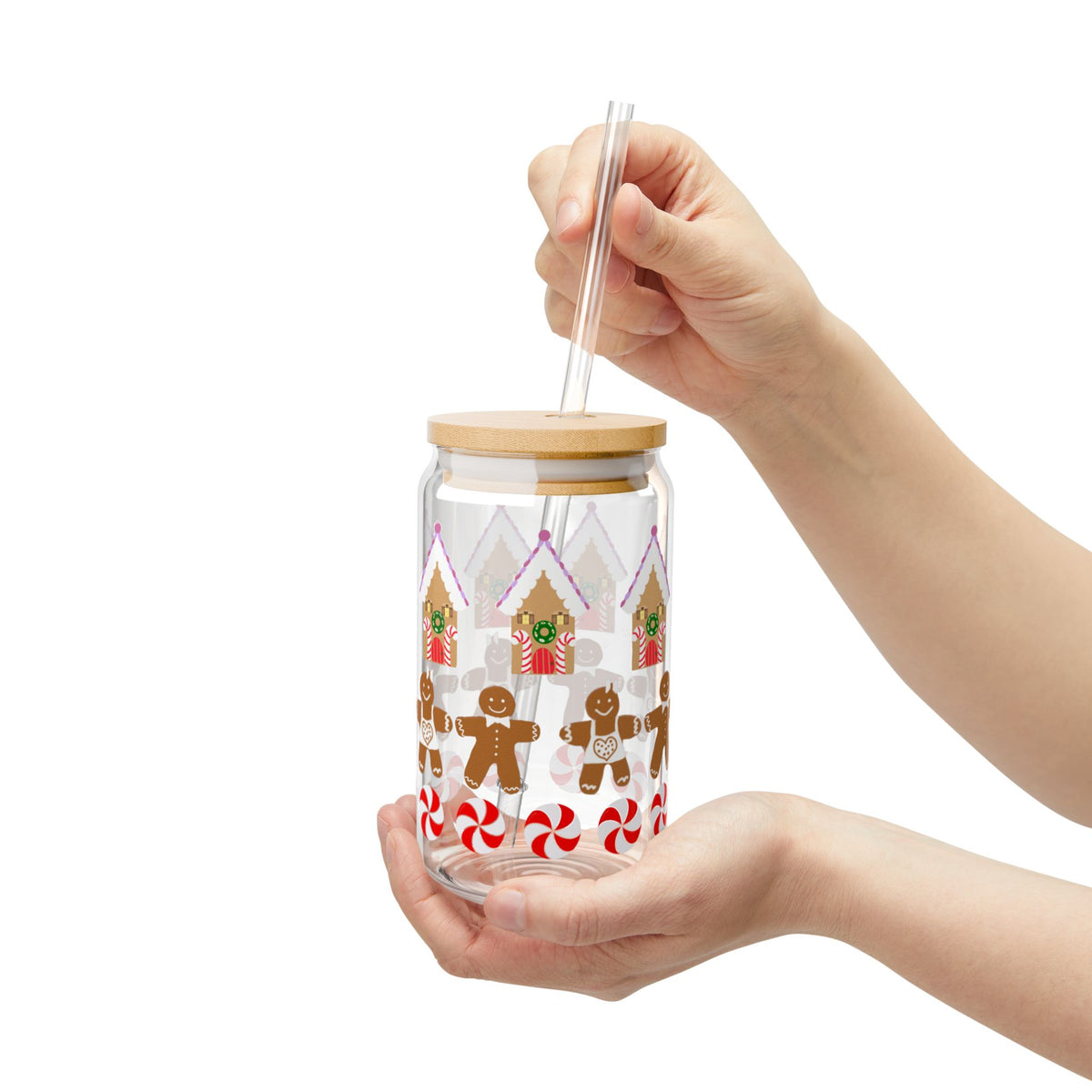Gingerbread Houses and Cookies Sipper Glass