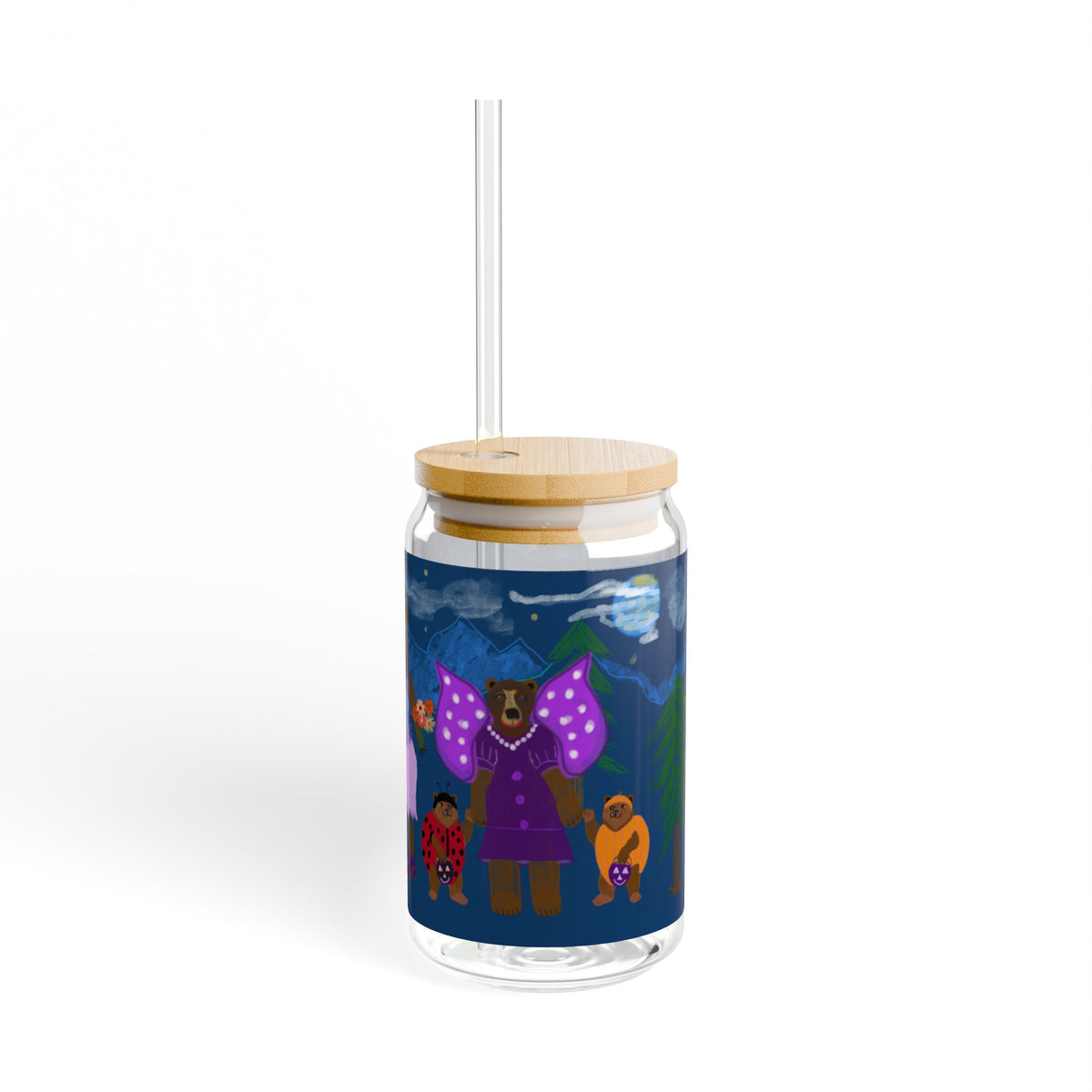 Halloween Bears in Costumes Glass Can  16oz