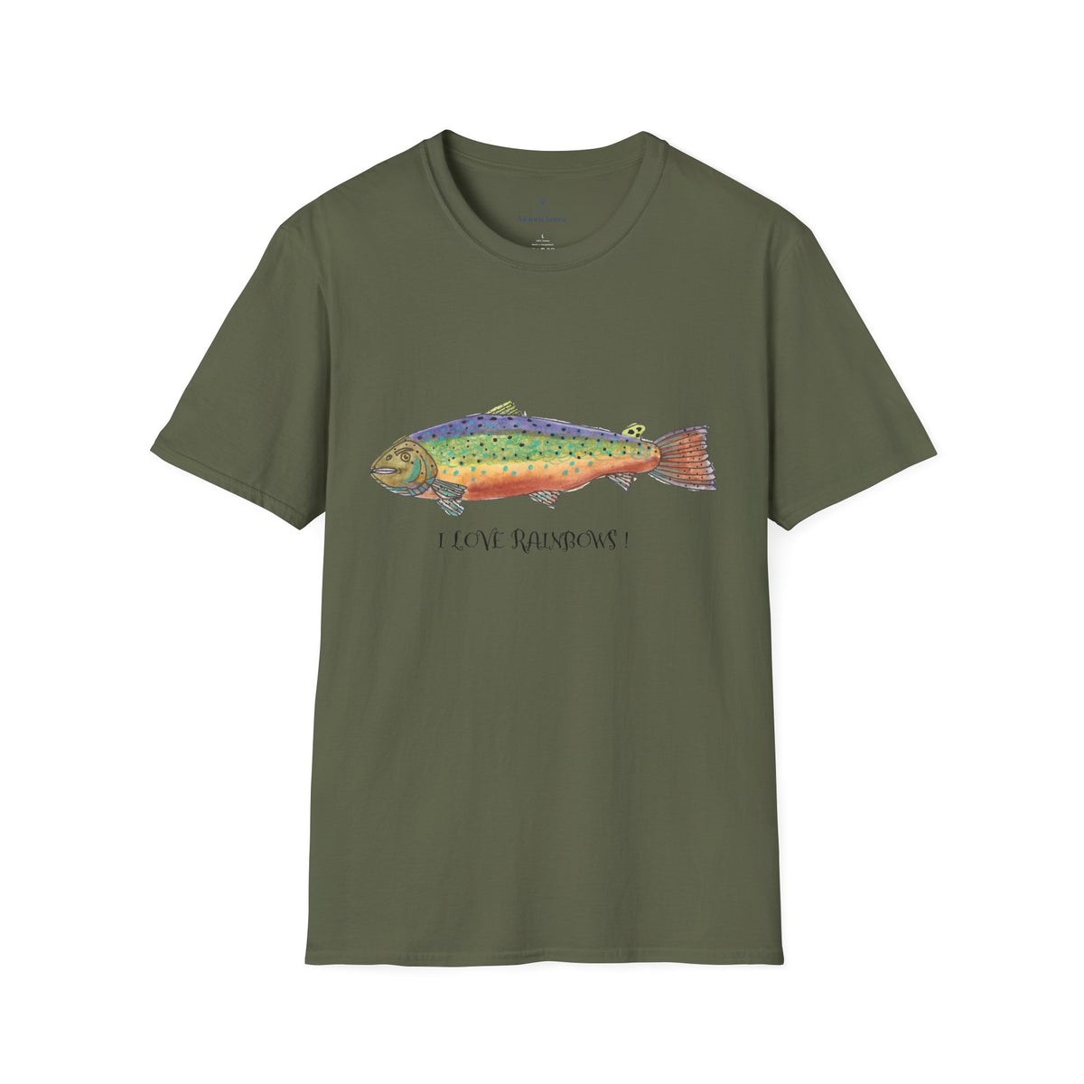Rainbow Trout Illustration T-Shirt | with " I Love Rainbows "