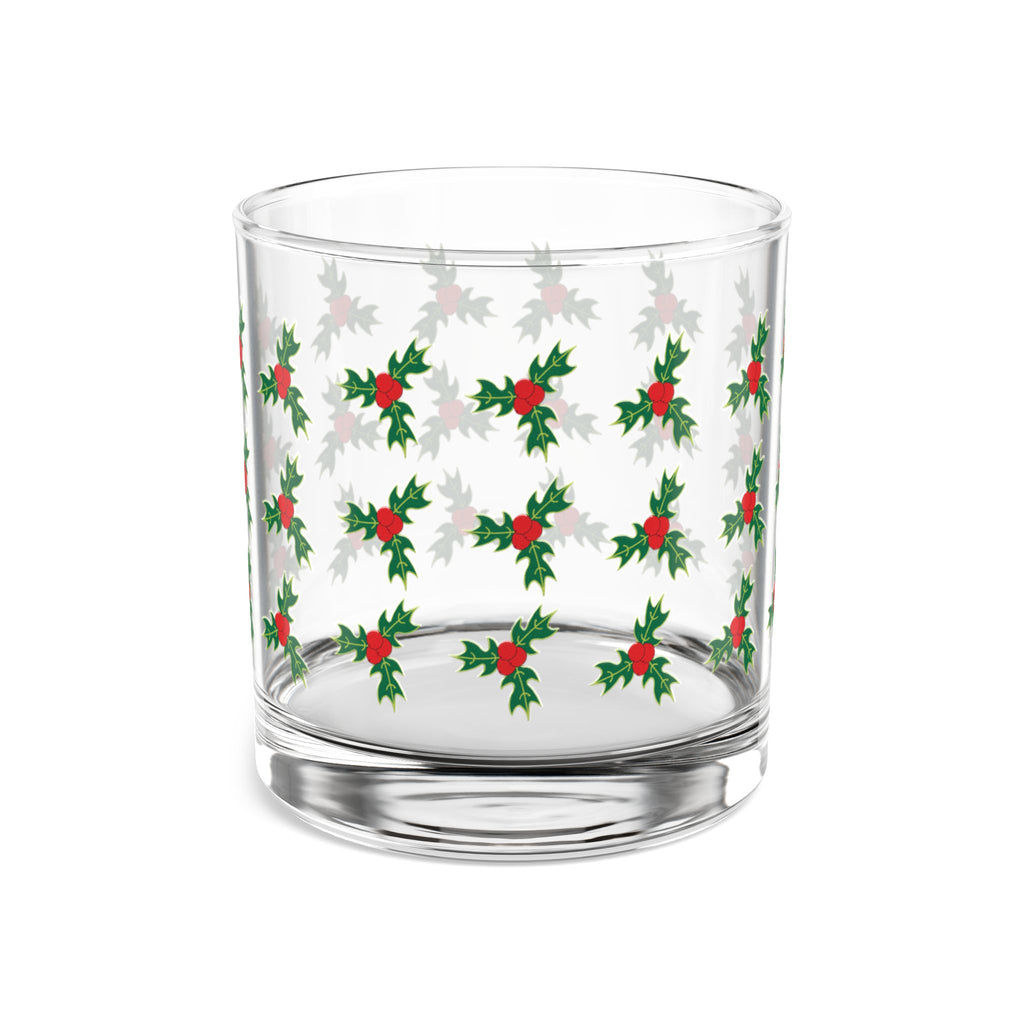 Holly Berry Pattern Rocks Glass, 10oz