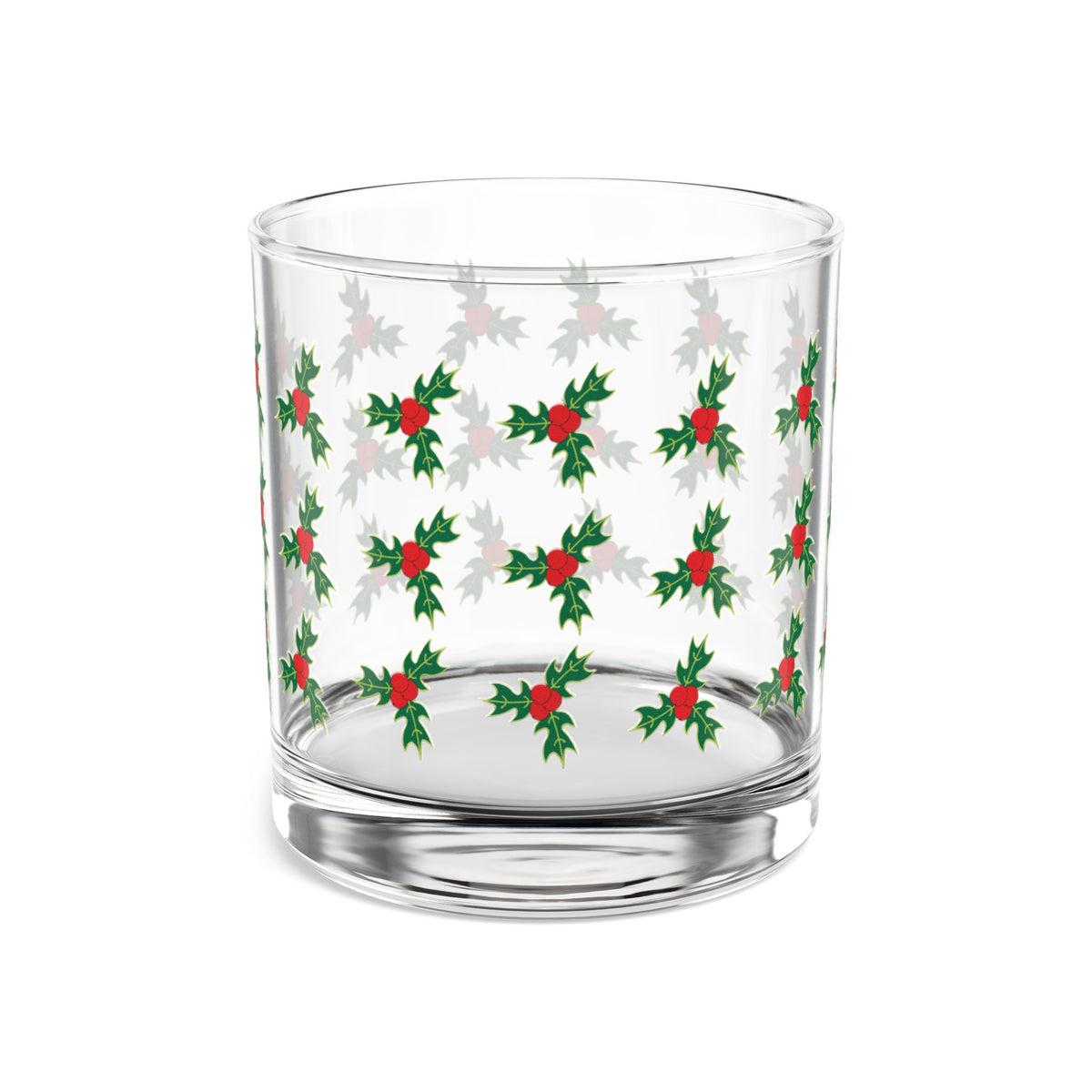 Holly Berry Pattern Rocks Glass, 10oz