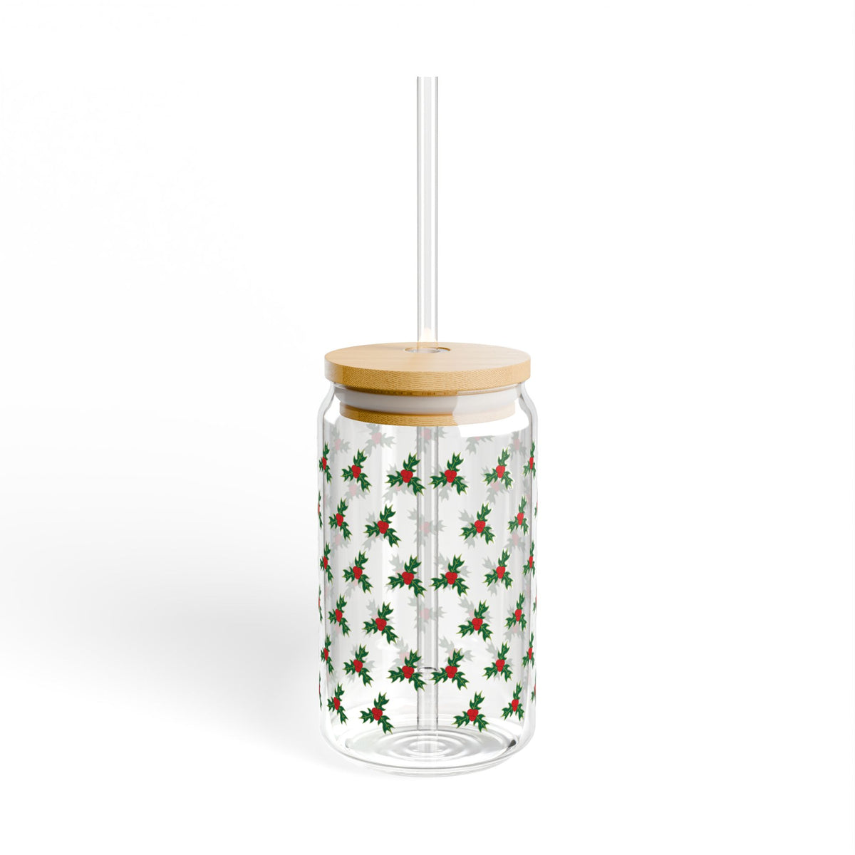 Holly Berry Pattern Sipper Glass
