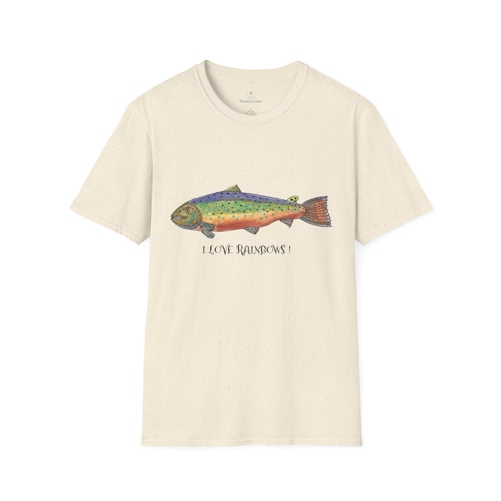 Rainbow Trout Illustration T-Shirt | with " I Love Rainbows "