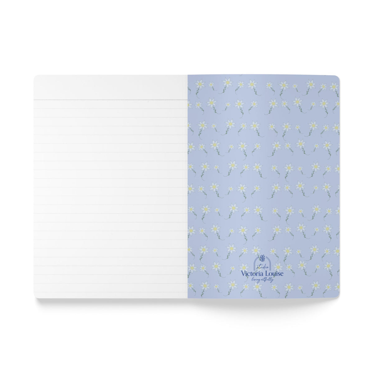 Blue Daisy Pattern Journal Softcover Notebook | Floral Pocket Notebook