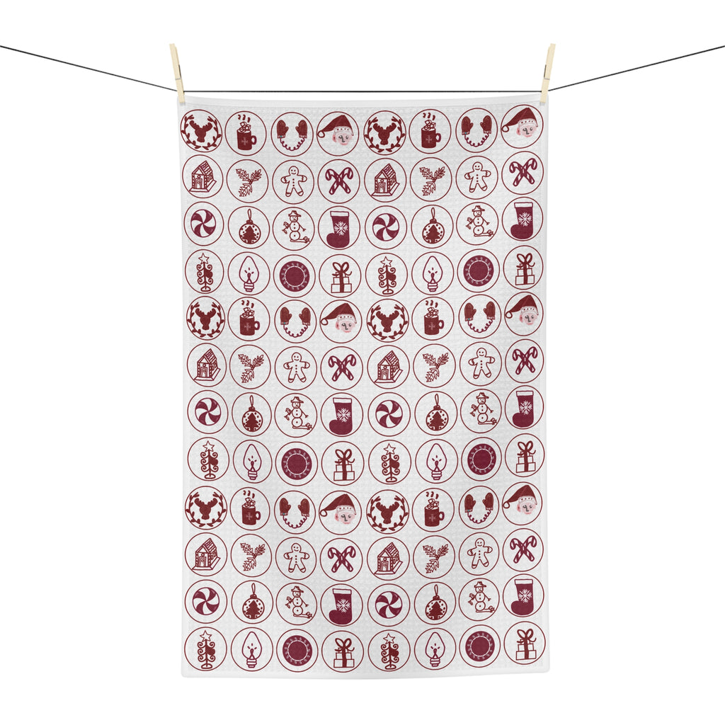 Vintage Red Holiday Motif Hand Designed Kitchen Microfiber Tea Towel