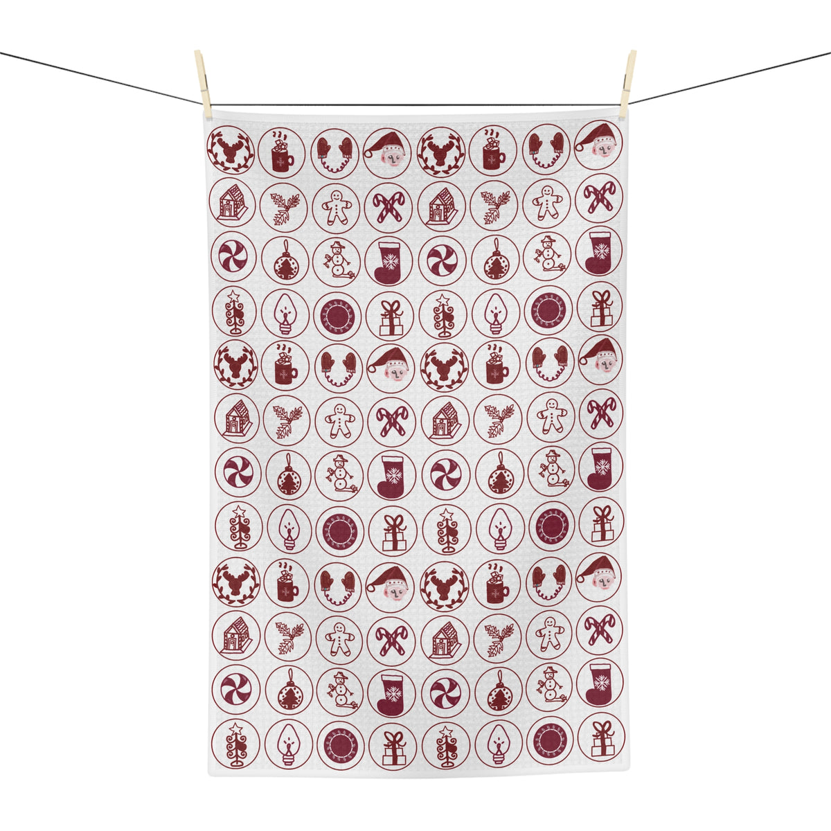 Vintage Red Holiday Motif Hand Designed Kitchen Microfiber Tea Towel