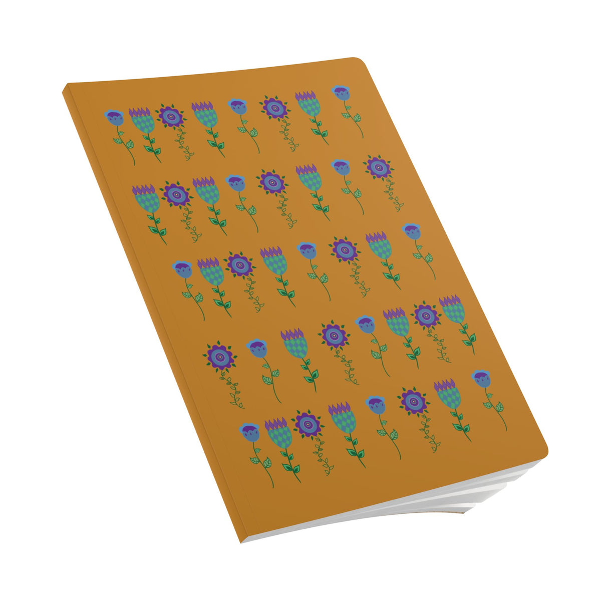 Funky Floral Pattern Journal softcover notebook | Boho Flower Grid
