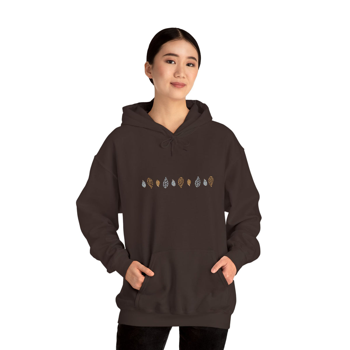 Embroidered Fall Leaf  hand designed hoodie