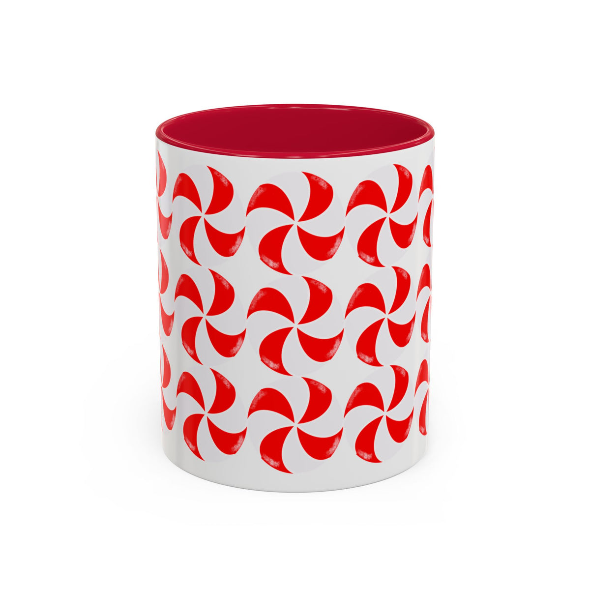 Red Peppermint Swirl Pattern Mug | Ceramic Coffee Cup